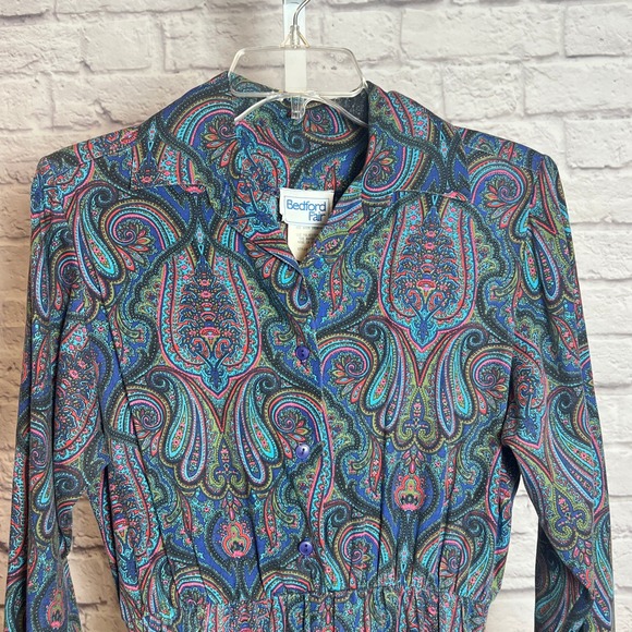 Vintage Bedford Fair Paisley Midi Dress Women's 6p Made in USA Cottagecore Retro - Picture 2 of 7
